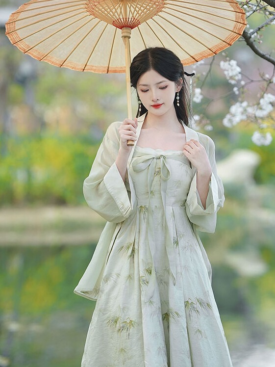 サスペンダースカート+ショール2点セット漢服夏の女性の新しい中国風ドレススーツ江南着用スカート|undefined