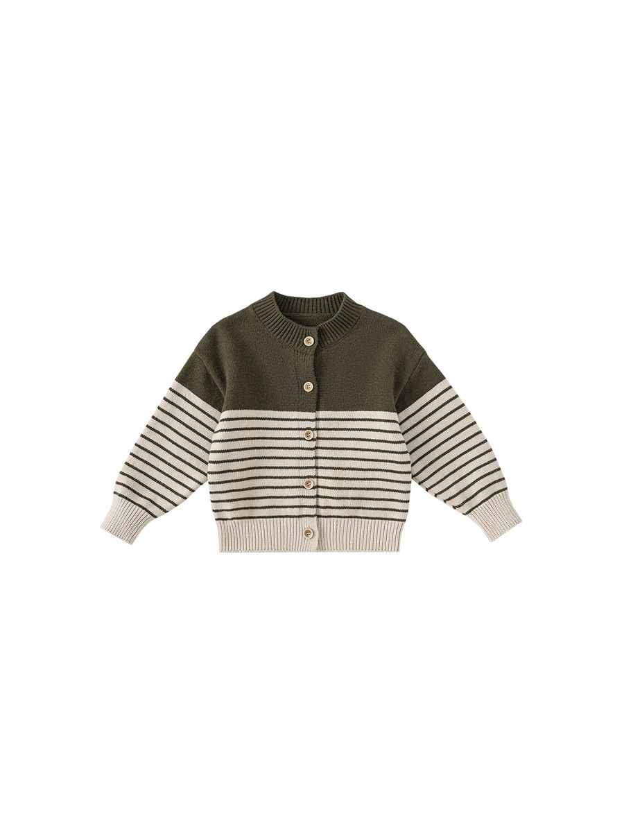 Yubao ropa infantil para niños Cardigan rayado primavera y otoño nuevo suéter casual multifuncional abrigo suéter de punto suelto para niños