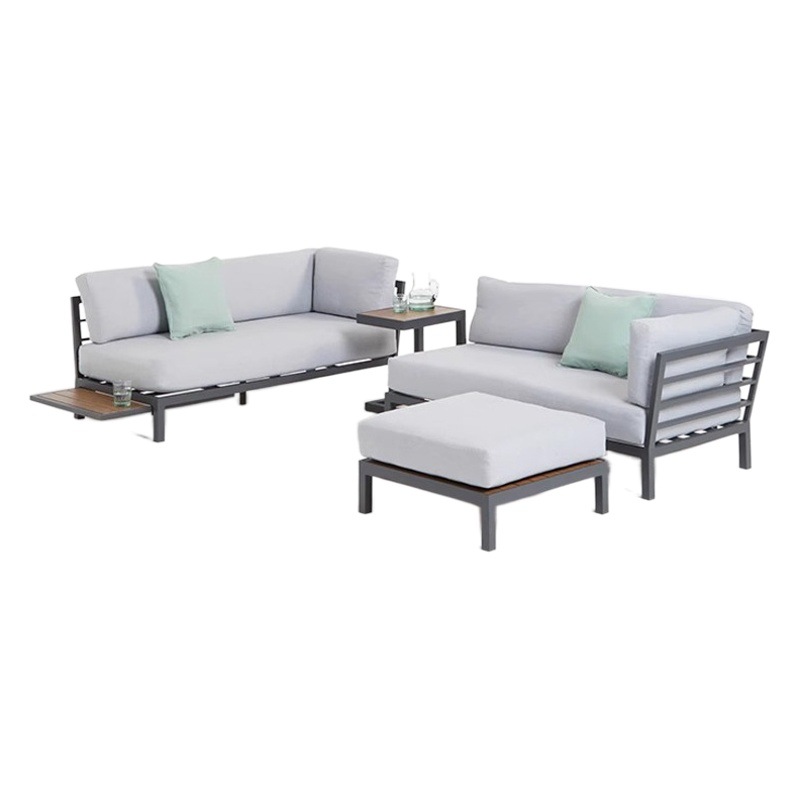 Nórdico al aire libre de aleación de aluminio sofá patio al aire libre vino muebles al aire libre sofá teca sofá jardín Silla de ratán