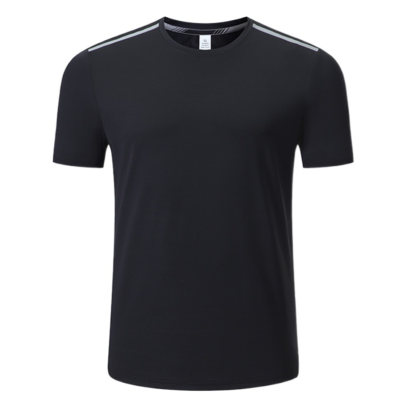 Cross-border nylon de secado rápido camiseta hombres Amazon eBay fitness correr cuello redondo deportes hielo seda manga corta entrenamiento top