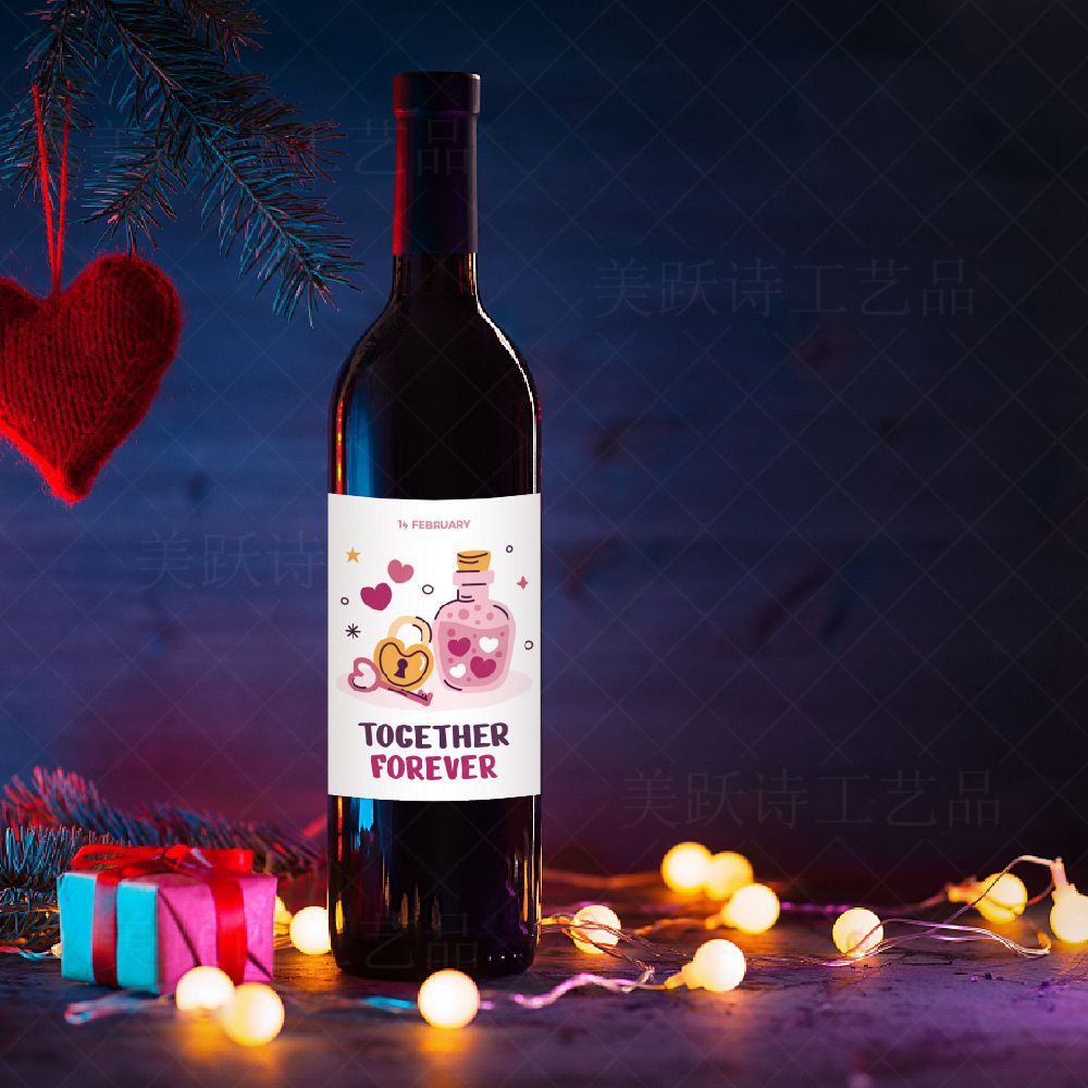 Transfronterizo nuevo día de San Valentín fiesta decoración botella de vino pegatinas etiqueta boda compromiso decoración creativa Pegatinas