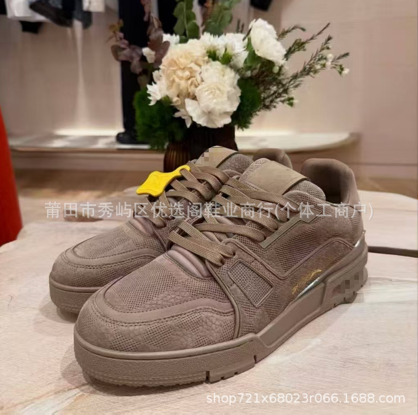 Cross-border exclusive supply of Putian L-brand LV trainer sneakers for men and women, non-slip, wear-resistant, fashionable casual shoes and skate shoes