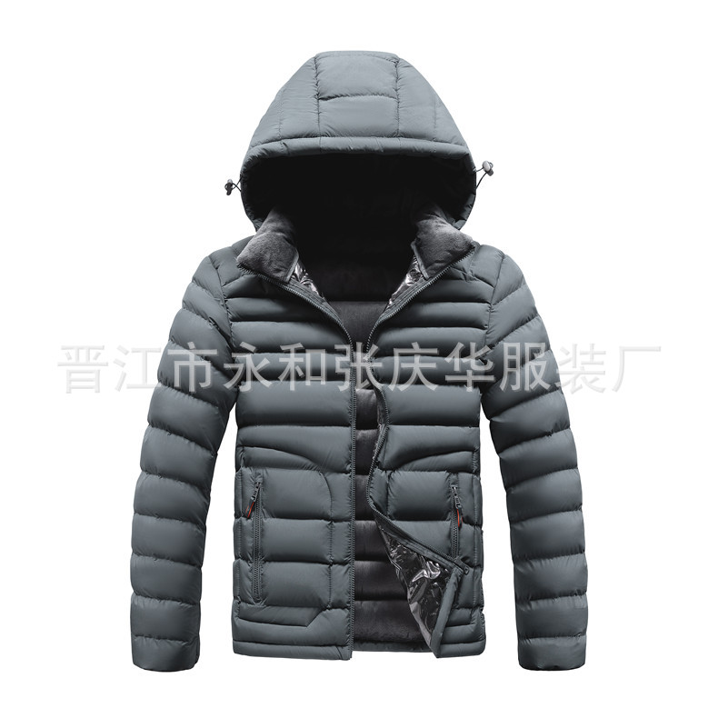 Transfronterizo abrigo de costilla elástica de cuatro lados para hombres forrado de lana engrosado abrigo de algodón acolchado con capucha abrigo de algodón acolchado raqueta algodón europeo y americano Comercio exterior al por mayor