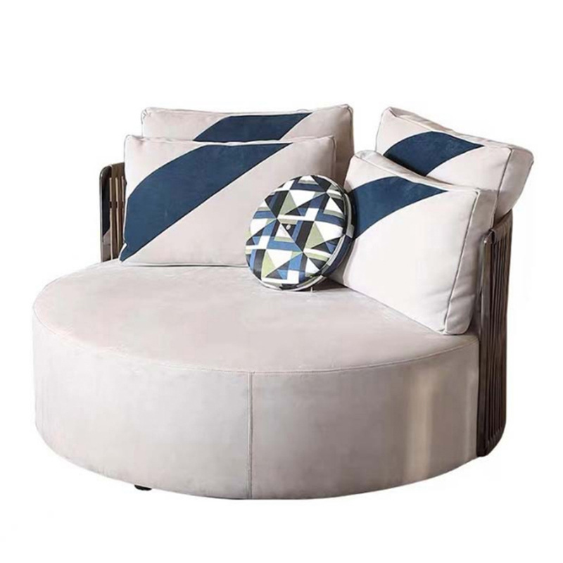 創意圓形沙發設計師款小戶型客廳奶油風輕奢弧形懶人圓沙發高定