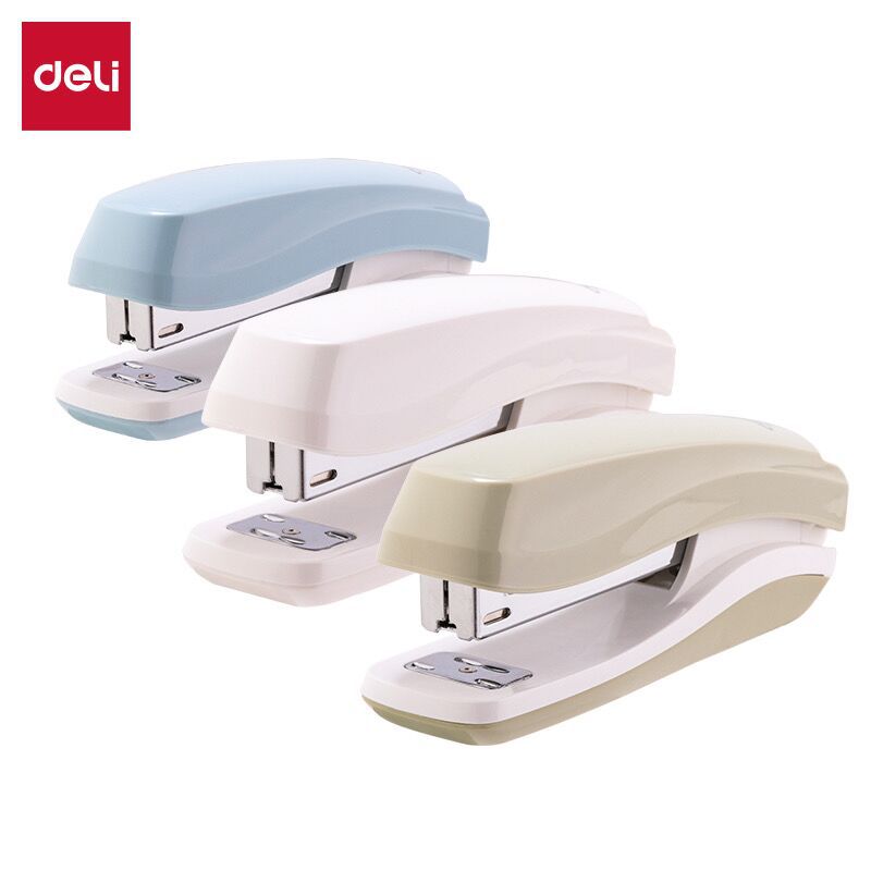 델리 0350 스테이플러 Morandi 컬러 스몰 사이즈 휴대용 스테이플러 사무실 학습 다기능 회전 문구