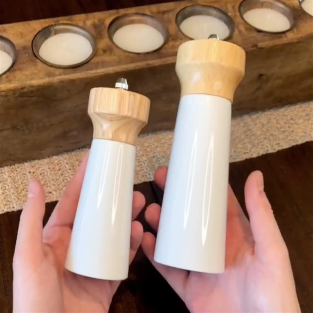 Molinillo manual de molino de pimienta de madera pimienta de espesor ajustable sal de mar molinillo condimento botella herramientas de cocina