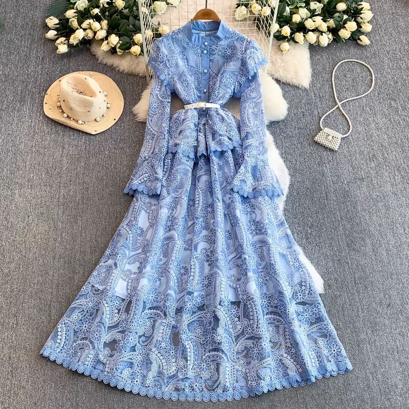 French-Style Dignified and Elegant Wedding Dress for Women, High-End Fairy-Like Lace, Waist-Cinching, Elegant Bell-Sleeve Long Dress