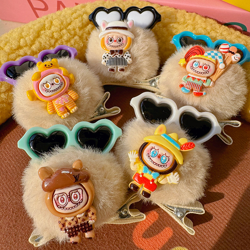 three-dimensional bunny barrettes furry children‘s hair accessories rabbit ears shredded hairpin cute top clip sell cute plush clips
