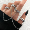 Heavy metal dark wind trend hip -hop rings Male retro old bat skull snake rings ring set