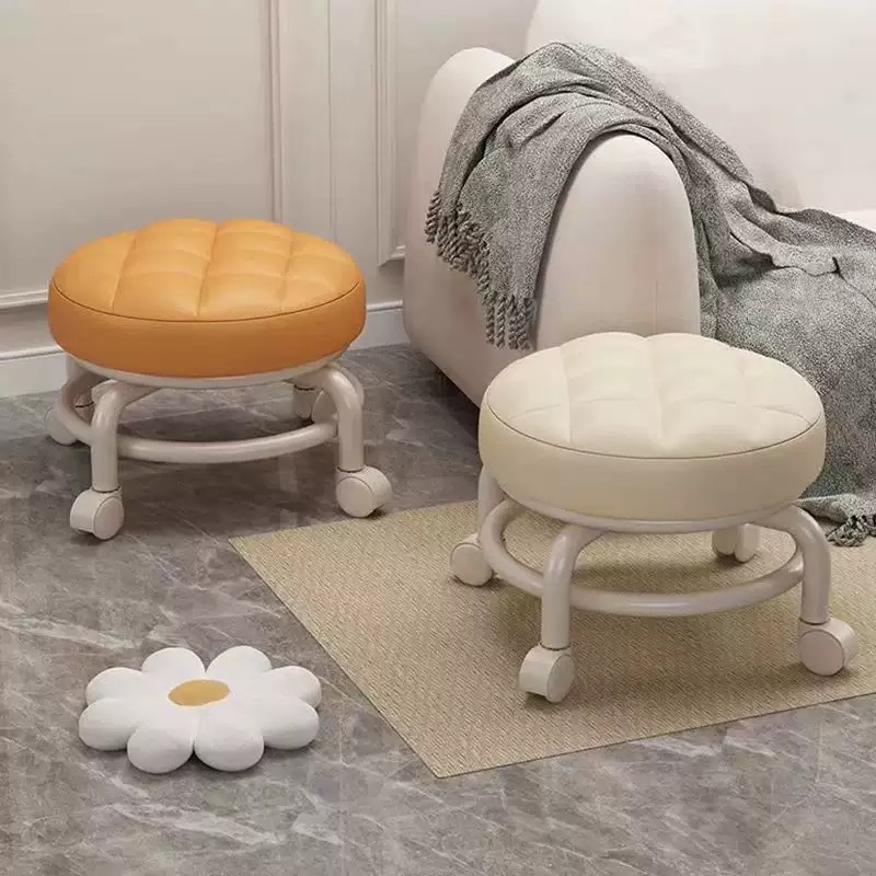 Small Stool with Wheels, Low Stool with Swivel Wheels, Toddler Stool for Home Use, Lazy Roller Skating Chair, Trendy Small Chair, Internet-Famous Bench