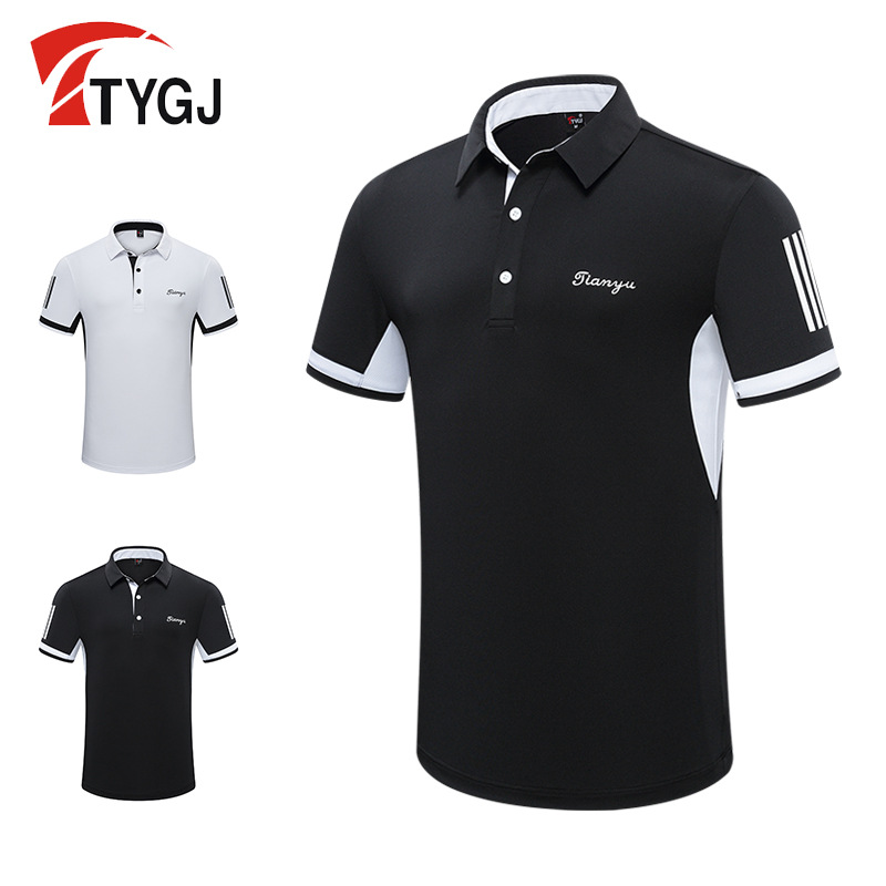 Ttygj Summer Golf Clothing Men's Short Sleeve T-Shirt Polo Shirt Breathable Quick-Drying Sports Ball Clothes Decoration Trend