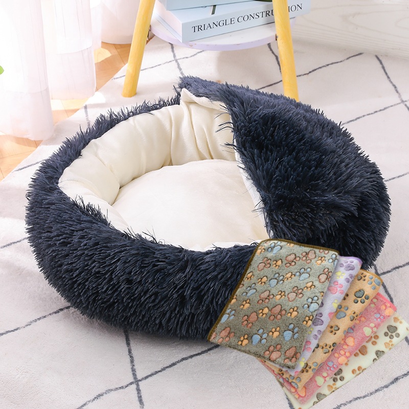 Nido para gatos, nido cálido para otoño e invierno, cáscara de felpa, nido para gatos, felpa, semicerrado redondo, sueño profundo, nido para mascotas