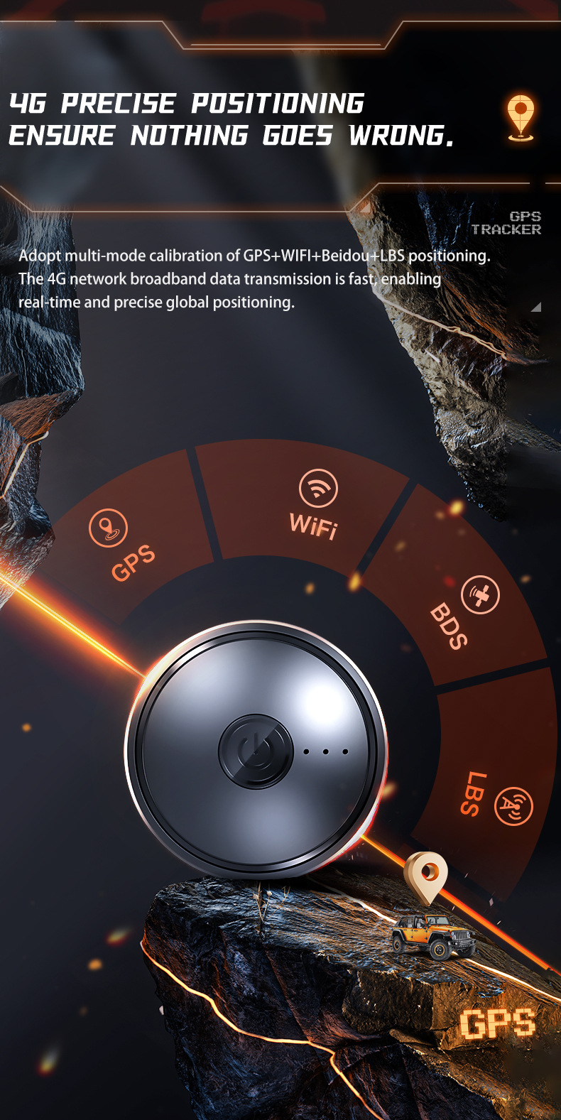 Q4 Global Cross-Border GPS Locator 4G Beidou Strong Magnetic Anti-Loss Device for Elderly, Pets, and Cars
