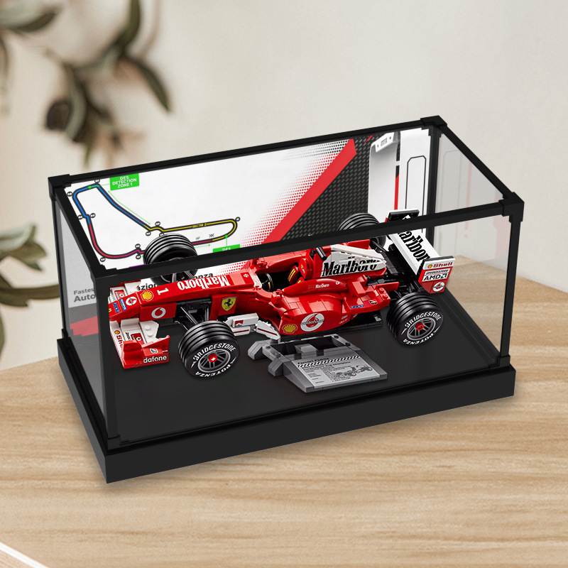 Suitable for Lego 11375 Ferrari F2004 Racing Car and Schumacher Building Block Model Dust Cover High-Definition Storage Box