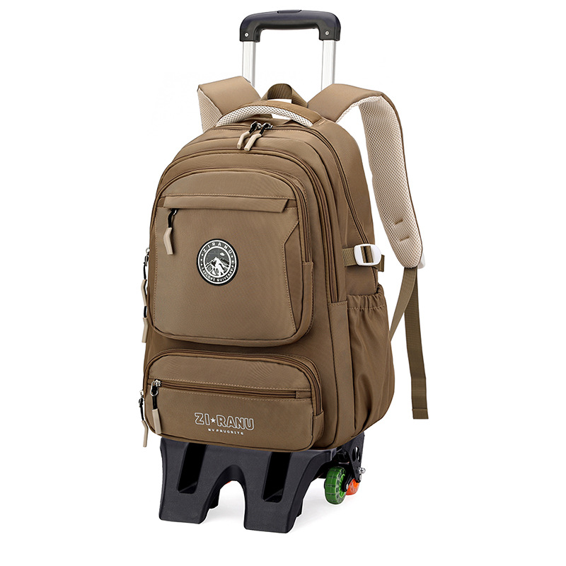 Mochila de tirón, caja de tirón, mochila escolar para niños de grado 3 - 6, estudiantes de secundaria masculinos con ruedas para subir escaleras de gran capacidad