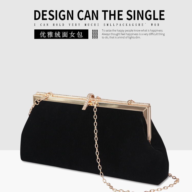Autumn and Winter new velvet clutch Lady evening bag Diamond-embedded dress bag banquet bag elegant all-match messenger bag