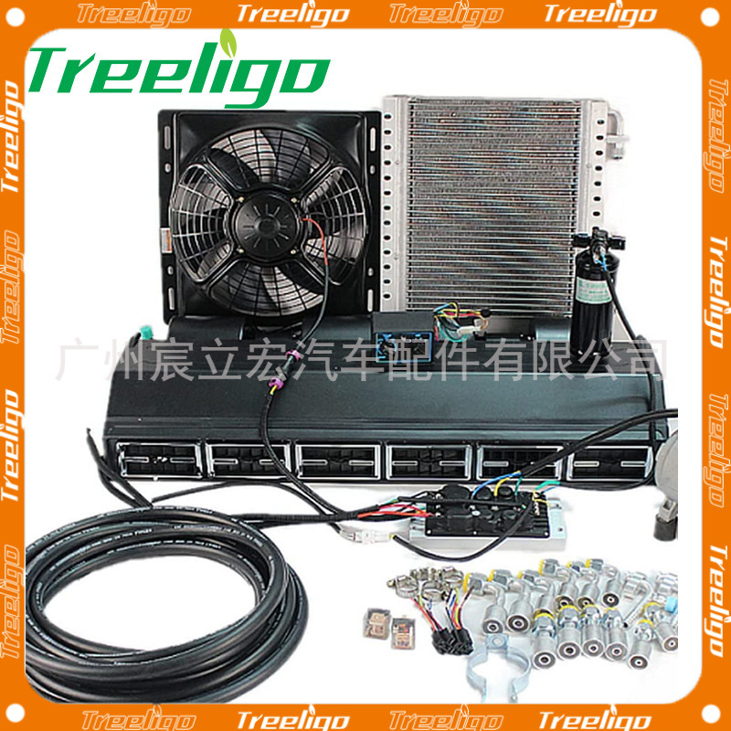 Conjunto de sistema de aire acondicionado para automóvil Kit de 12v24v Conjunto de evaporador integrado de refrigeración y calefacción Compresor inverter scroll