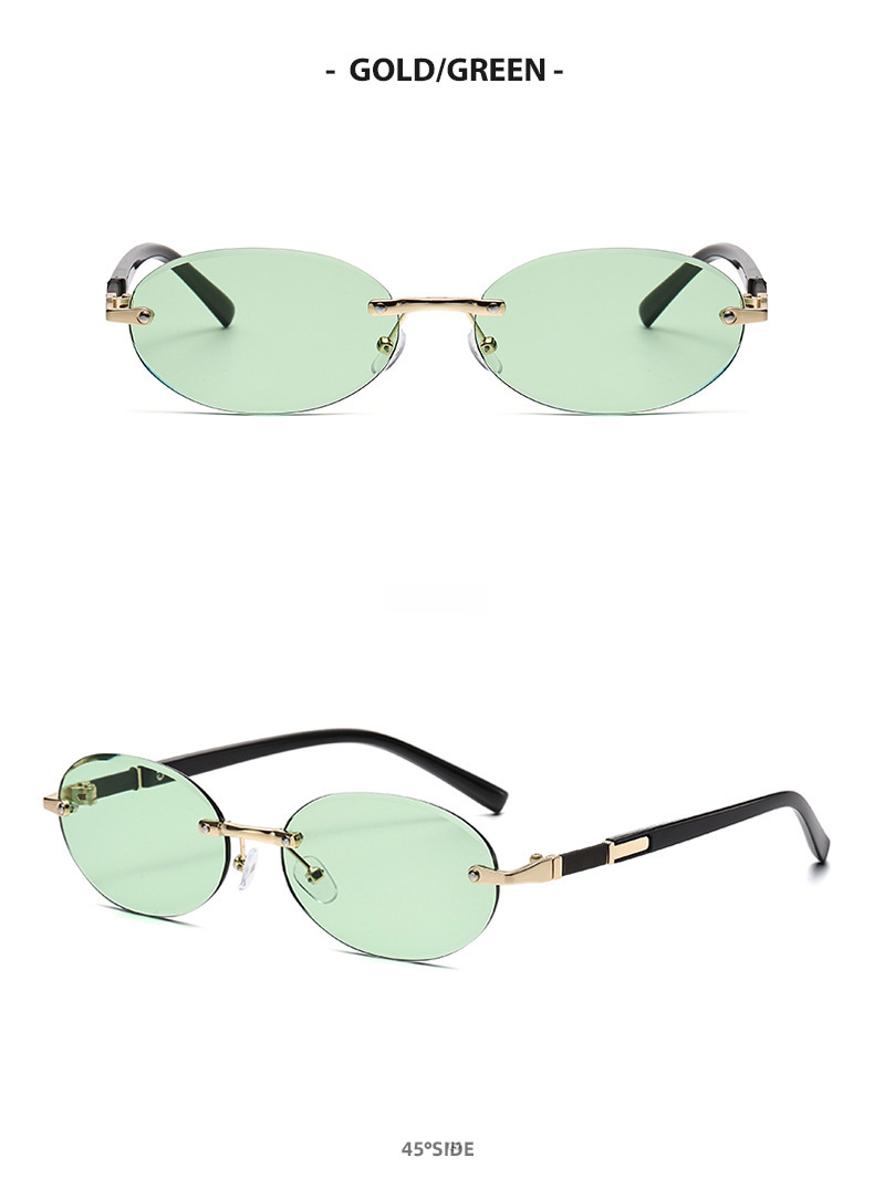 1584 New European and American Trendy Cut Edge Distinctive Oval Frame Sunglasses 2024 New Arrival Frameless Hot Girls Hip Hop Sunglasses_voghion.com