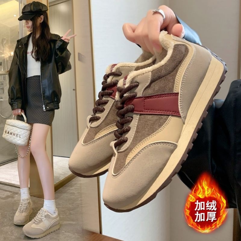厚底德训加绒棉鞋女2025新款冬季百搭阿甘鞋跑步运动保暖休闲板鞋