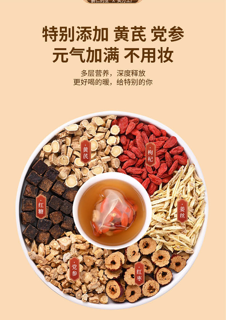 Shen Qi Hong Jiang Ginger Jujube Tea 20 Pyramid Bags Astragalus Codonopsis Goji Wellness Tea 200g key features