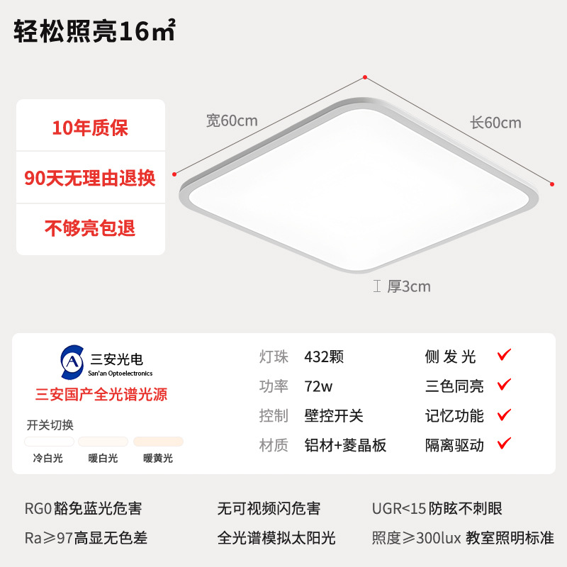 Zhongshan lámparas de sala de estar de gran tamaño lámpara principal aislamiento conductor de lámpara Puri perlas de espectro completo lámpara de dormitorio iluminación de decoración doméstica