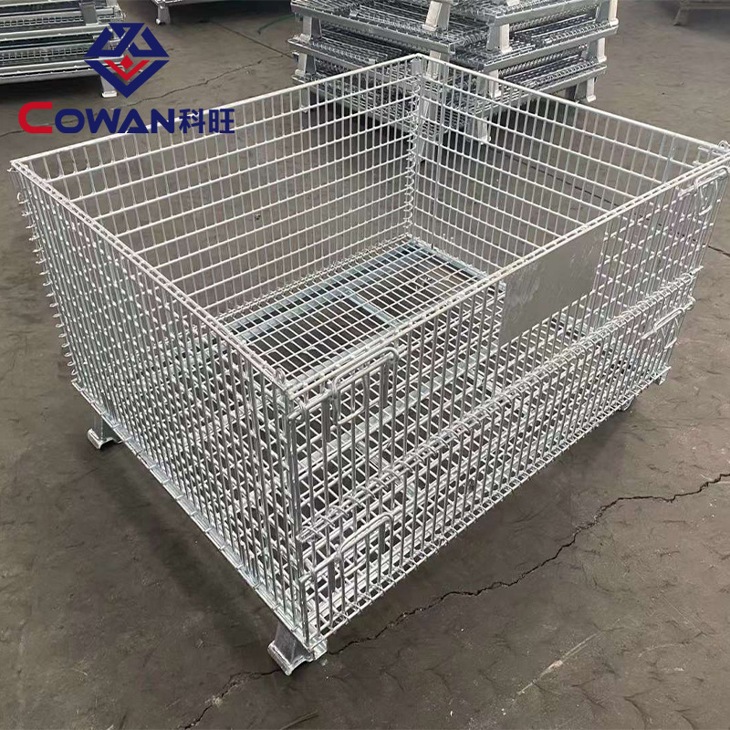 Jaula de almacenamiento de metal caja de facturación de almacén galvanizado plegable jaula de mariposa logística rotación Marco de hierro almacén estante plegable image 1