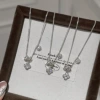 Silver necklace, four-leaf clover