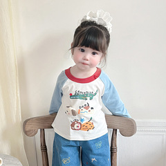2025年夏の女の子tシャツの新しいかわいい子供の趣味プリント子供服5122男女同一上着