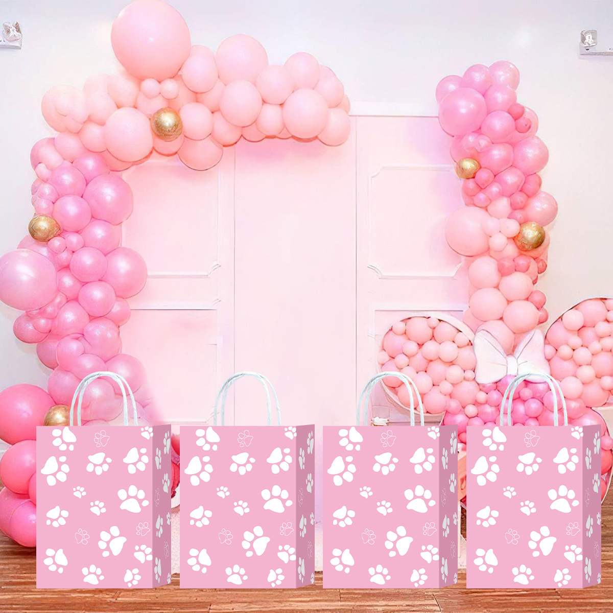 跨境纸袋粉色爪印牛皮纸袋包装礼袋伴手高级感手提袋礼袋