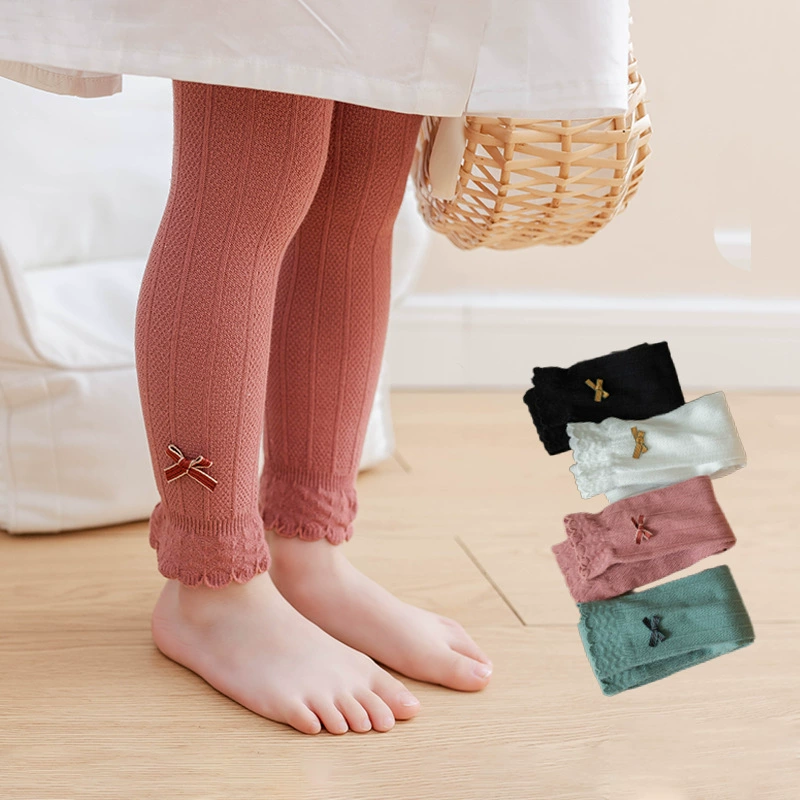 Детские leggings, осенние брюки, тонкие белые колготки с бантом, корейский стиль