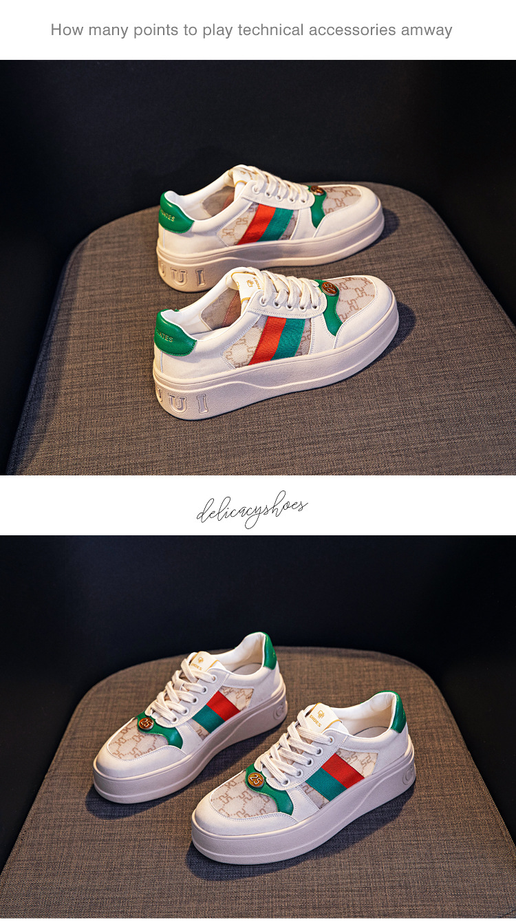 2023 Spring And Autumn New Leather Thick-soled Sneakers Women&#39;s Net red sponge cake dirty shoes European goods mesh women&#39;s shoes tide_voghion.com