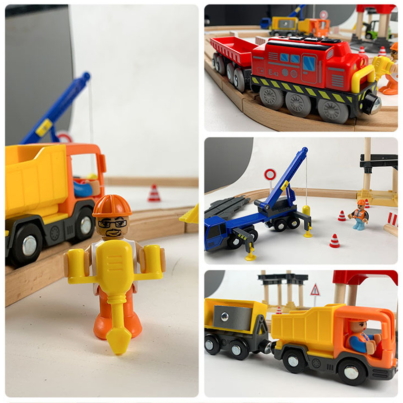 Juguete de tren de haya de simulación de madera para niños, rompecabezas de bebé magnético, comercio exterior, riel eléctrico de madera