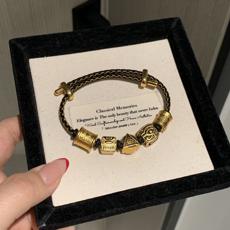 Gold Shop Same Style Gold-Plated Enamel Tattoo Dragon Zodiac Bracelet Bronze Lucky Charm Bracelet for Women Gift