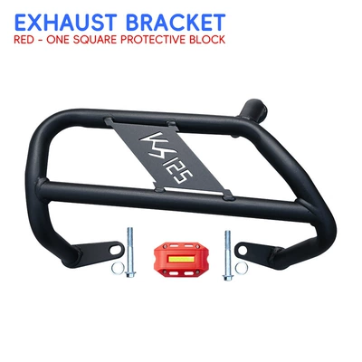 Motorcycle bumper | full coverage modification parts - black-carbon-steel-exhaust-bar-red-protective-block