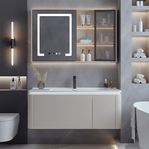 Yida Factory Direct Sales Bathroom Washbasin Bathroom Wall Cabinet Arc Bathroom Cabinet Ceramic Integrated Basin