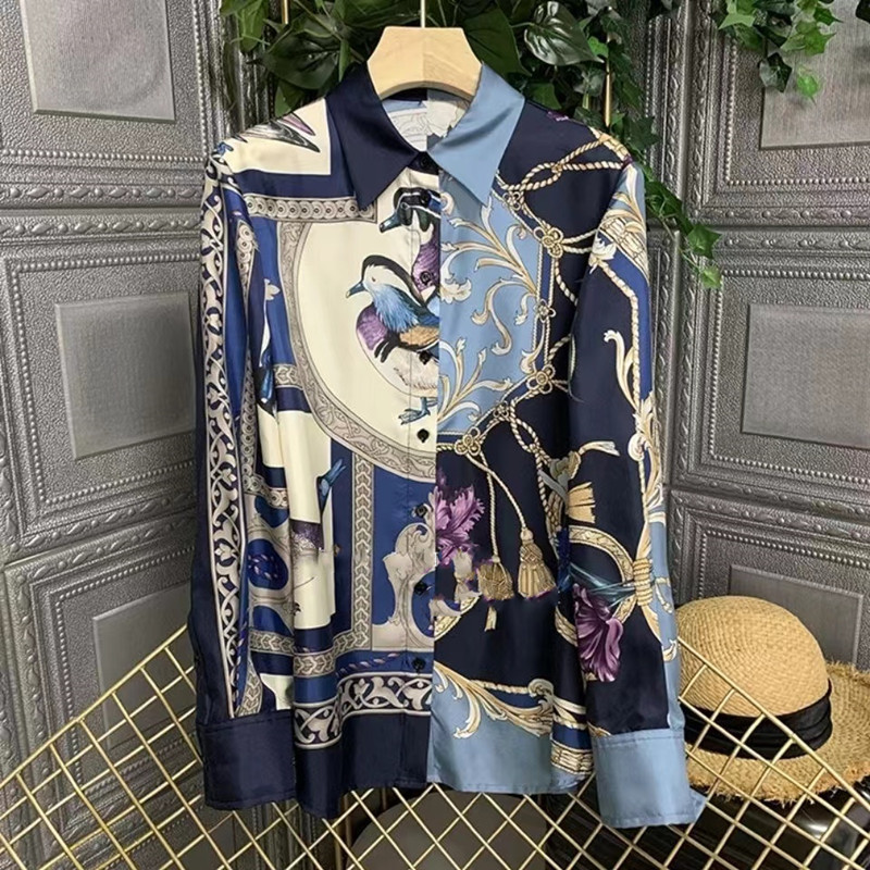 Damenbekleidung Italien Guodan! Von der Show bis zum Straßenshooting ist es so schön ~ Bedrucktes Seidenhemd 2024 neues Hemd_voghion.com