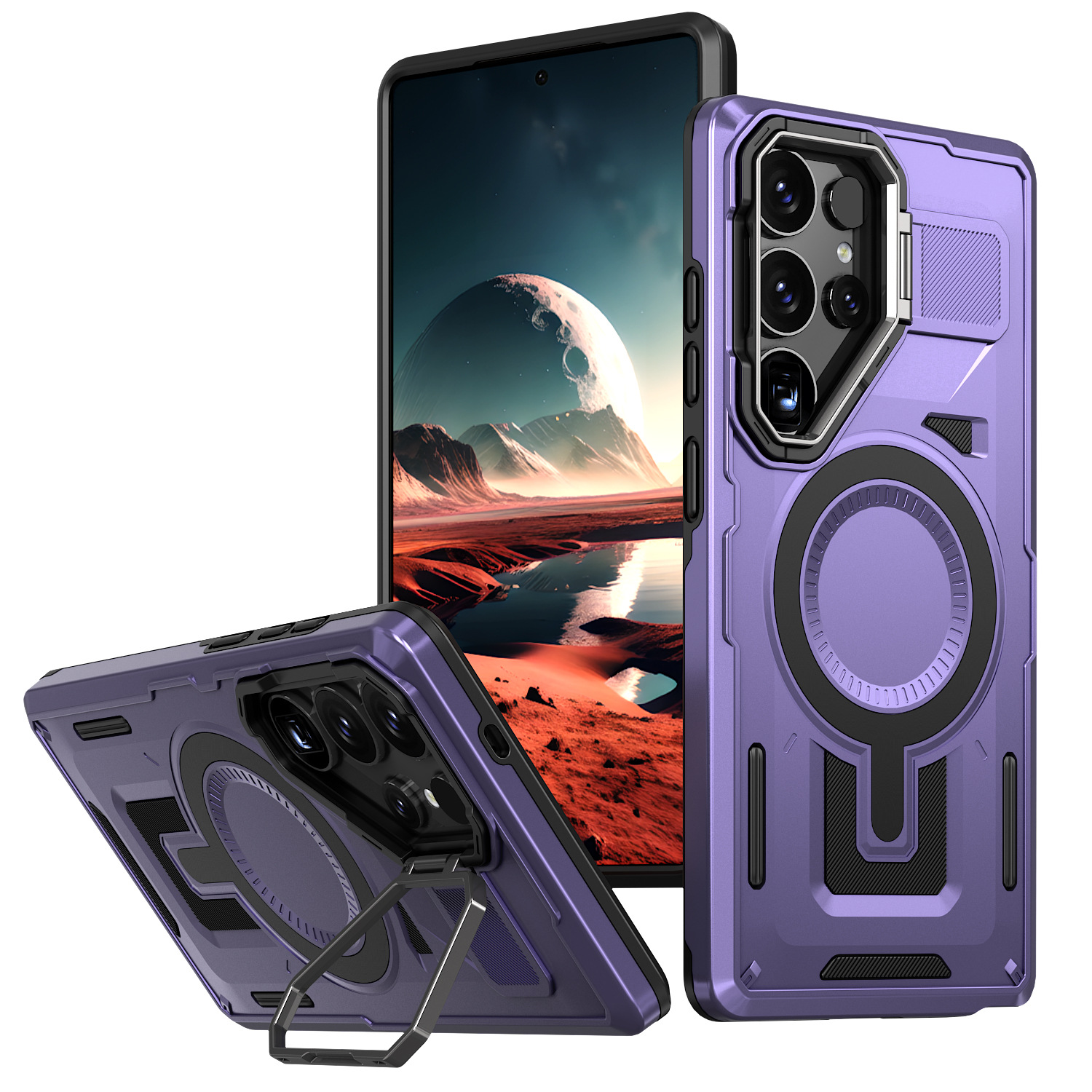 Adecuado para Samsung S25Edge extraordinaria funda para teléfono móvil Aegis S24FE soporte de lente de carga magnética funda protectora anti-caída
