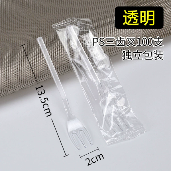 Transparent three-tine forks, 100 pieces each