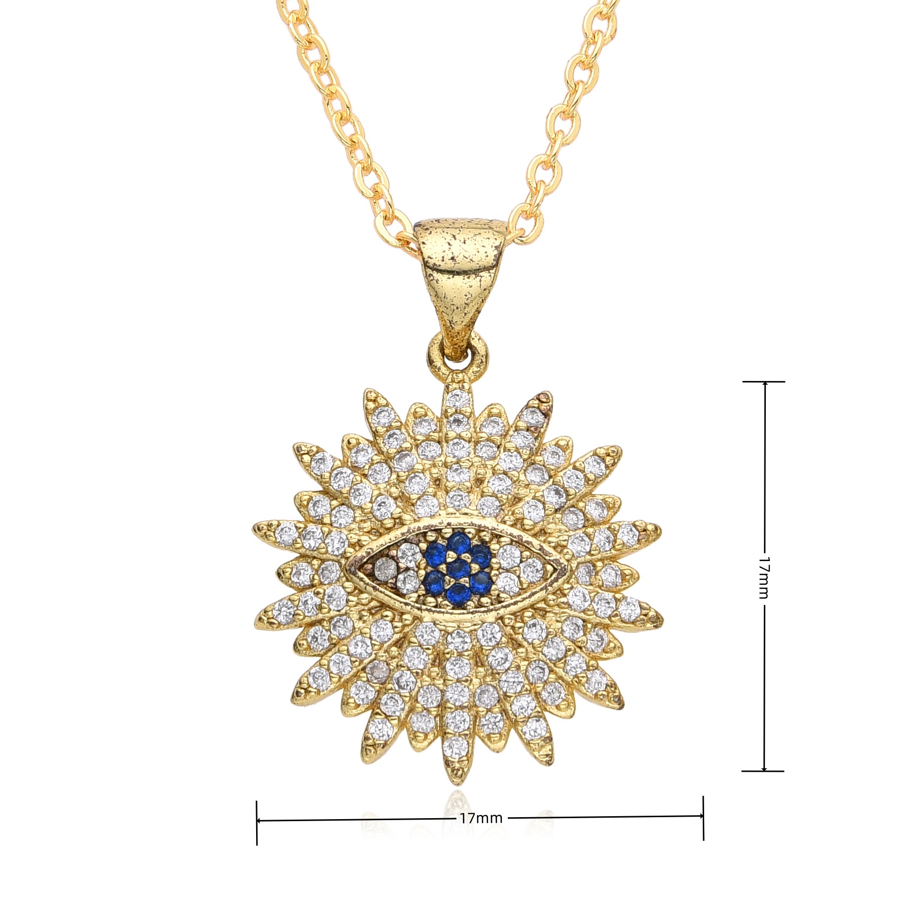 14g Weight Copper Pendant Material Zircon Inlay Material Pendant Necklace Classification Copper Chain Material cable chain Chain Type 1 Piece Quantity Holiday, Daily Occasion Copper Material Eye Pattern Women's Gender Inlay Design Shiny, IG Style Style Copper Inlay Eye Zircon Pendant Necklace 11