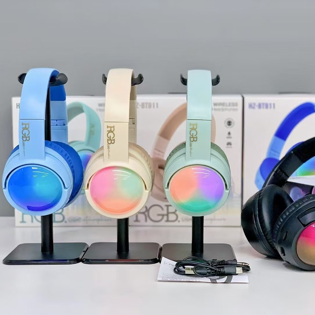 Nuevos productos de comercio exterior BT911 auriculares Bluetooth inalámbricos de larga duración auriculares de juego de tarjetas luminosas RGB