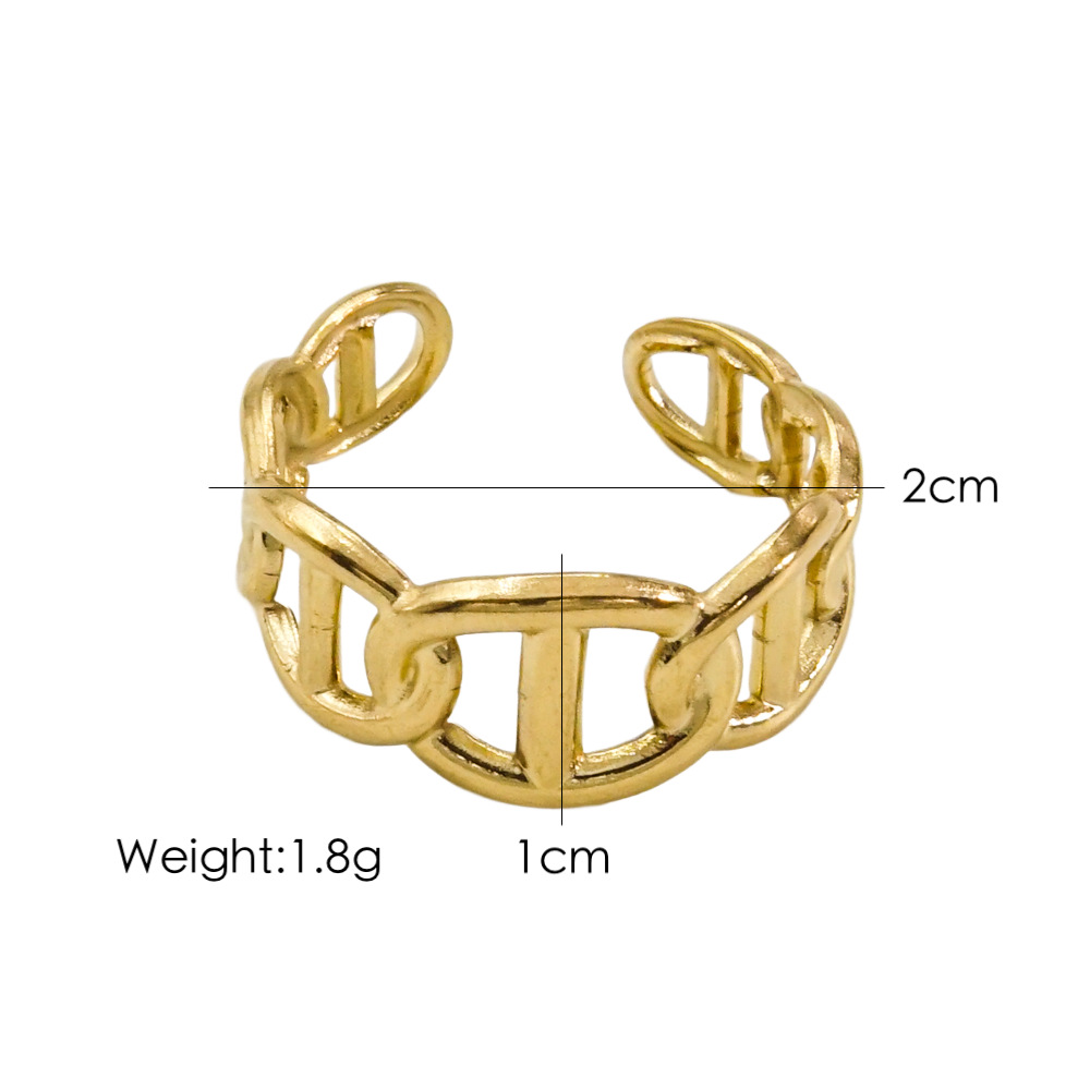 Holiday, Shopping Occasion 304 Stainless Steel Material PVD Coated 14K Gold Real Gold Plated Geometric Letter Flower 304 Stainless Steel Basic Simple Style Waterproof Non Tarnish Open Rings