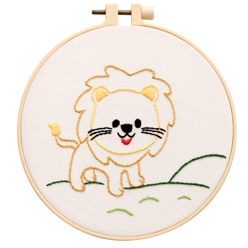 Lindo conejo bordado DIY colgando pintura de los niños Lu bordado puntada primaria práctica punto cruz dibujos animados pequeños adornos de animales