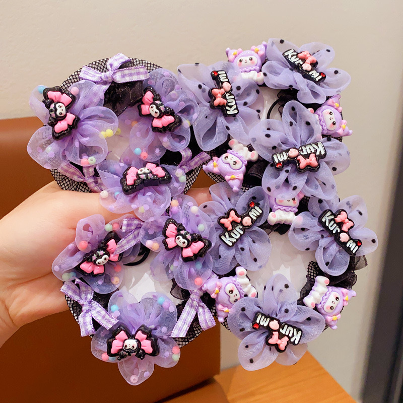 Niños Kuro cabello de la red de baile de bolas de cabeza de la red bolsas lindas flores cabello no daña cabello de cabello