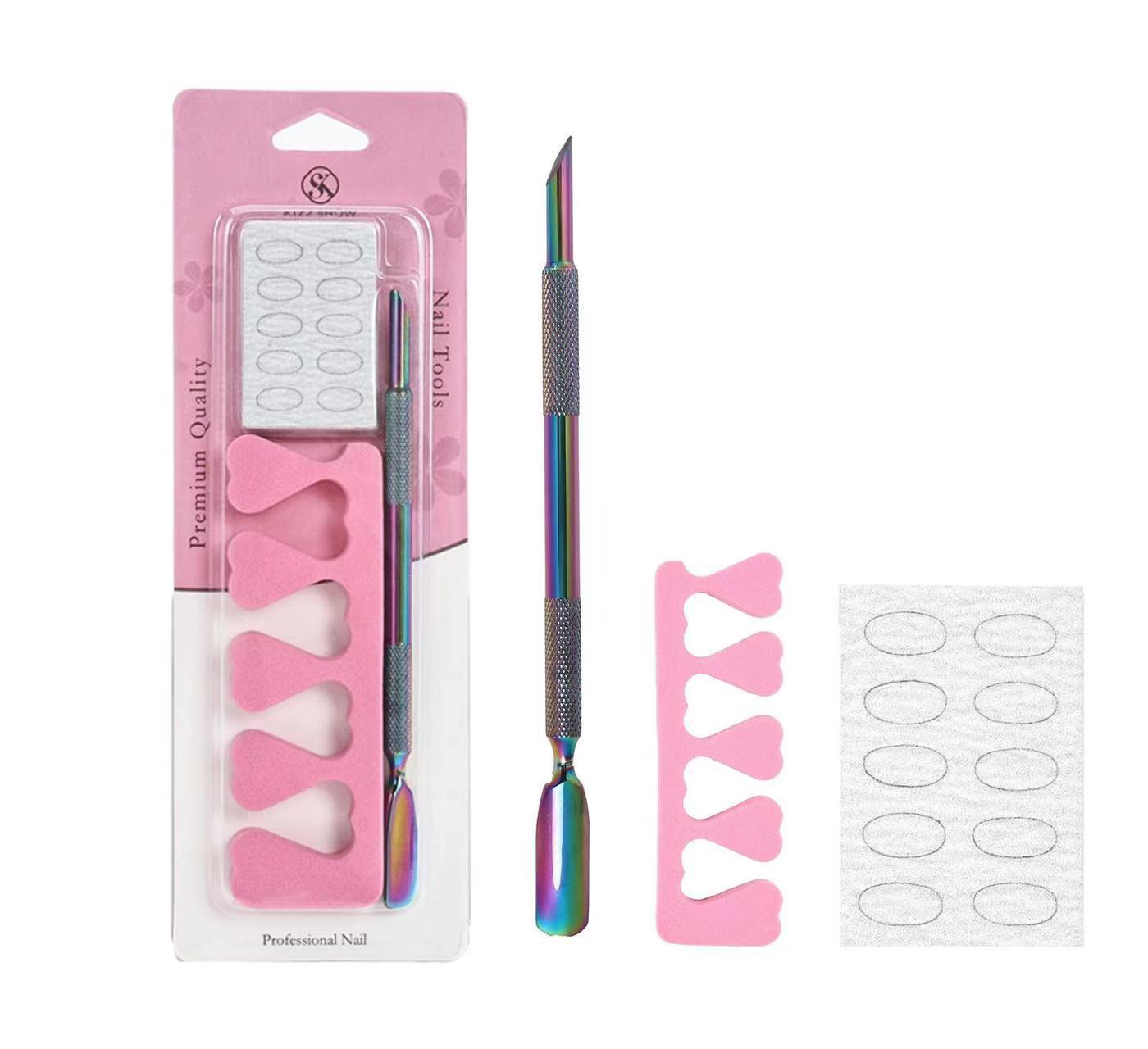 Kit de manicure de piel muerta pretratamiento de tres piezas Kit de herramientas de manicure de acero inoxidable