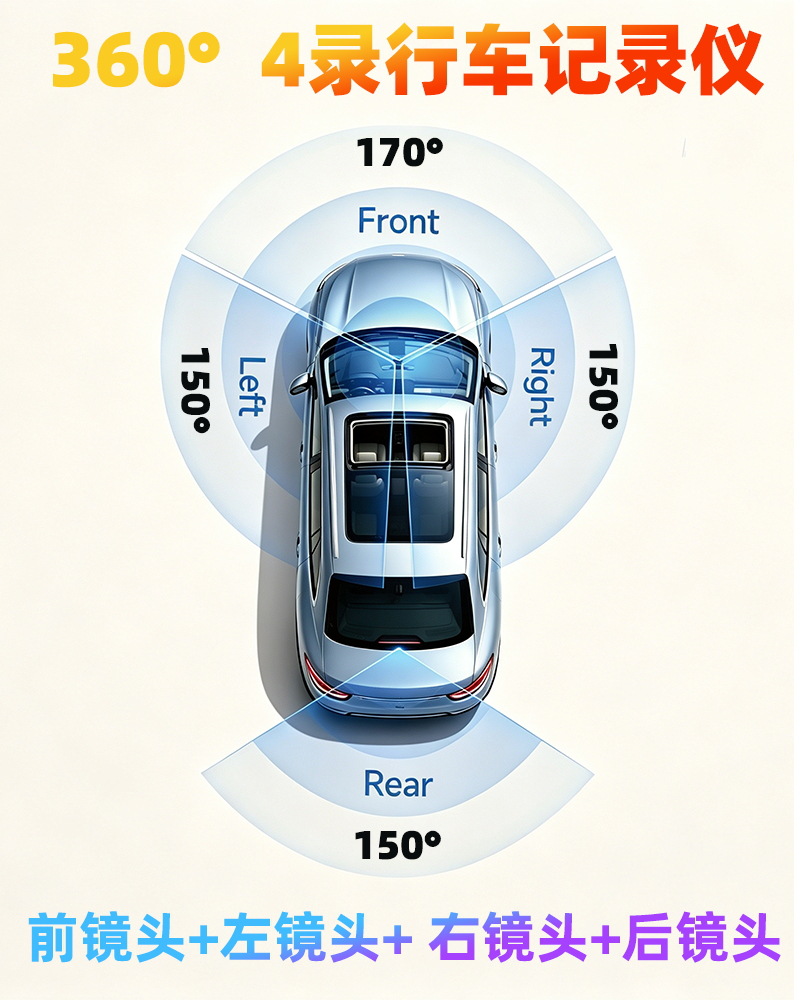 Cross-border 4G version real-time remote visual intelligent co-driving four-camera 2K dashcam for sentinel fleet management