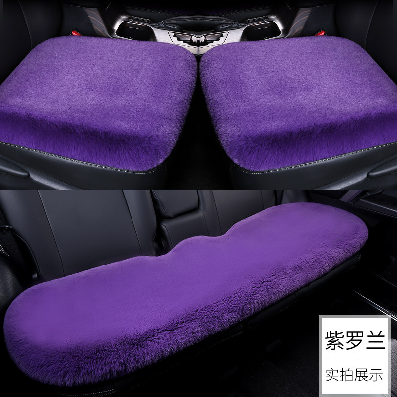 Cojín del coche de invierno de conejo de felpa sin respaldo de tres piezas de lana cálida funda de cojín del asiento trasero de una sola pieza universal cojín del coche