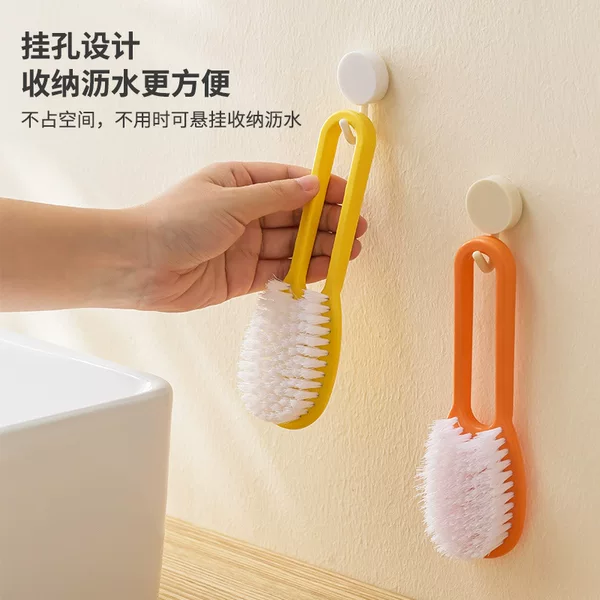 0New Model U-Shaped Plastic Shoe Cleaning Brush with Letters, Can Be Hung, Multi-Functional, Plain Color, Long Handle, Does Not Damage Shoes, Soft Bristles Cleaning Brush