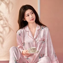 2026夏季国风印花冰丝女士长袖睡衣母亲节家居服礼物