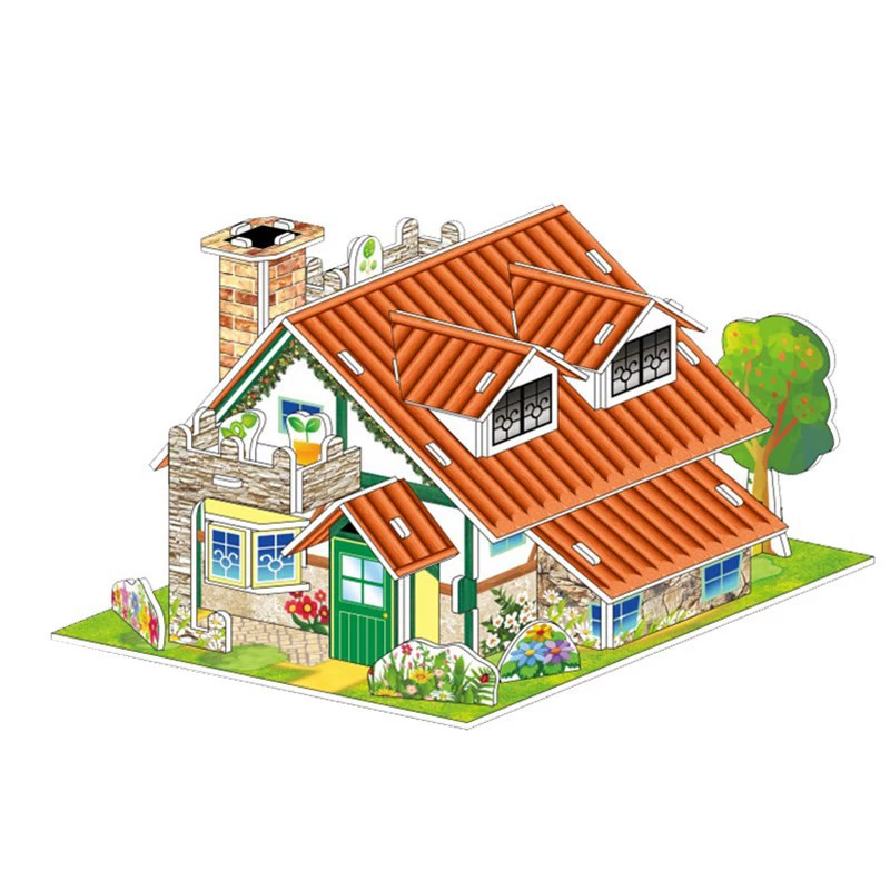 Three dimensional brainteaser, toy, house, interactive constructor, DIY, in 3d format, family style, Birthday gift