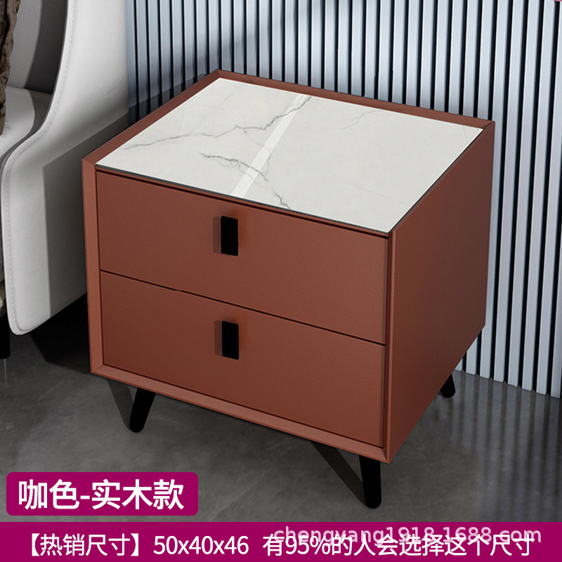 Mesita de noche madera maciza Placa de roca simple moderno Internet celebridad dormitorio mesita de noche protección del medio ambiente todo partido gabinete de almacenamiento mesita de noche